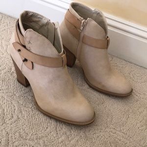 Beige Leather Booties